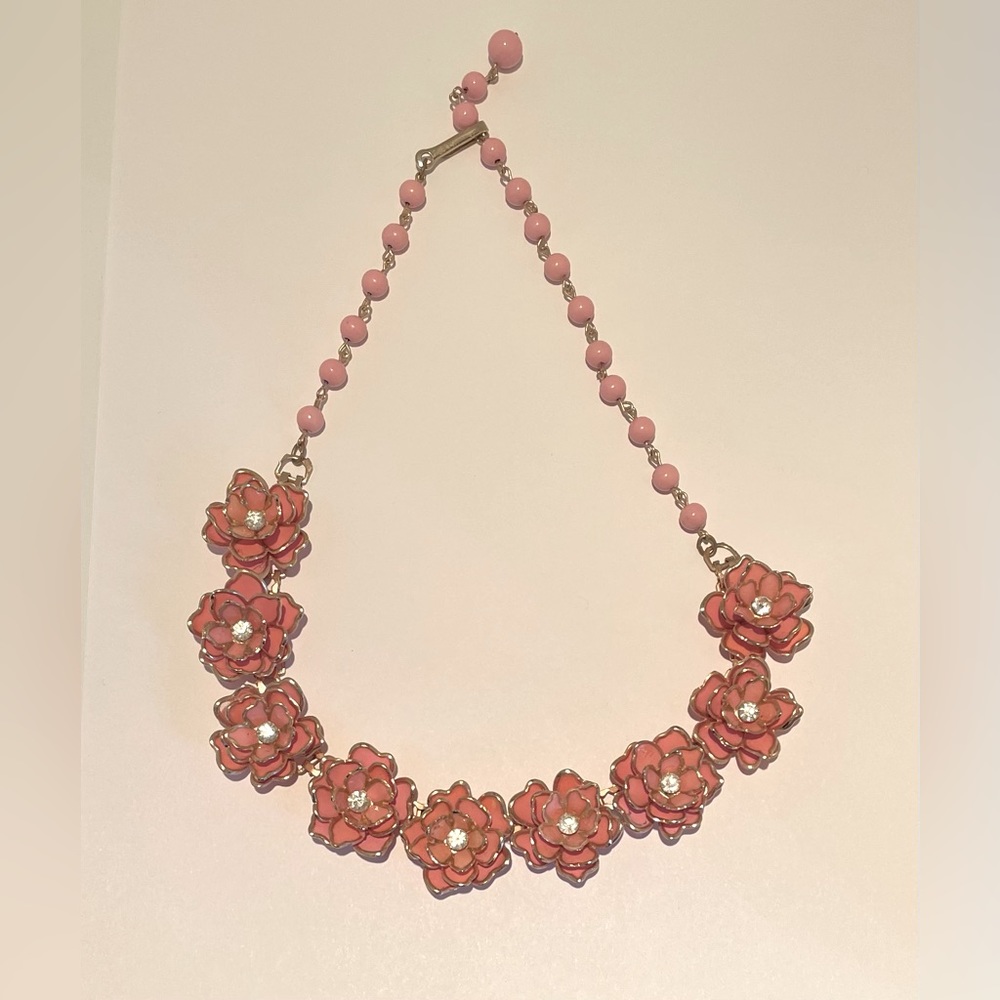 Coro layered flower enamel necklace, bracelet and earring set.